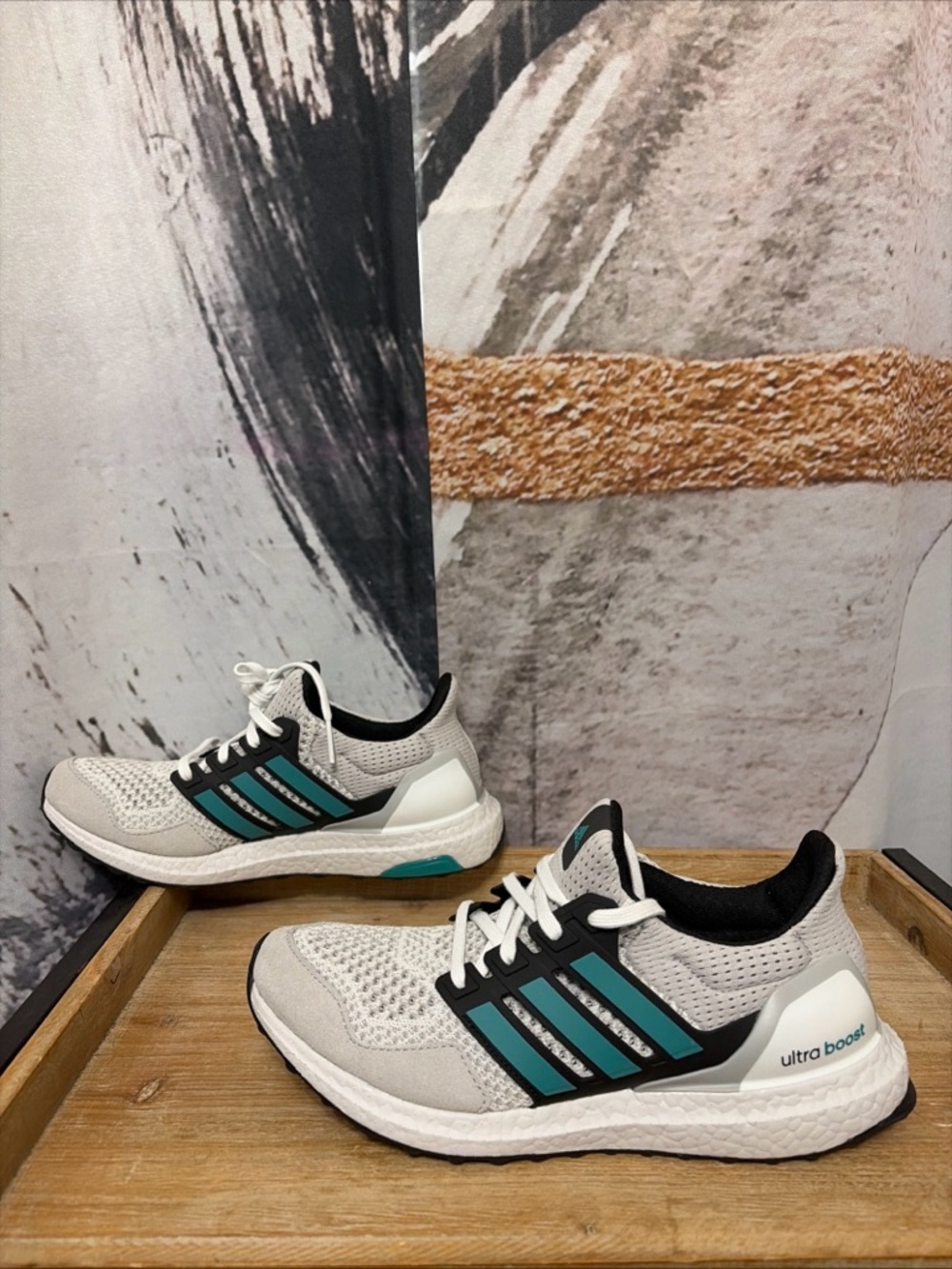 Adidas Ultraboost 1.0 Sneakers In White/Teal/Gray - Men's Size US 8 (JQ0823)